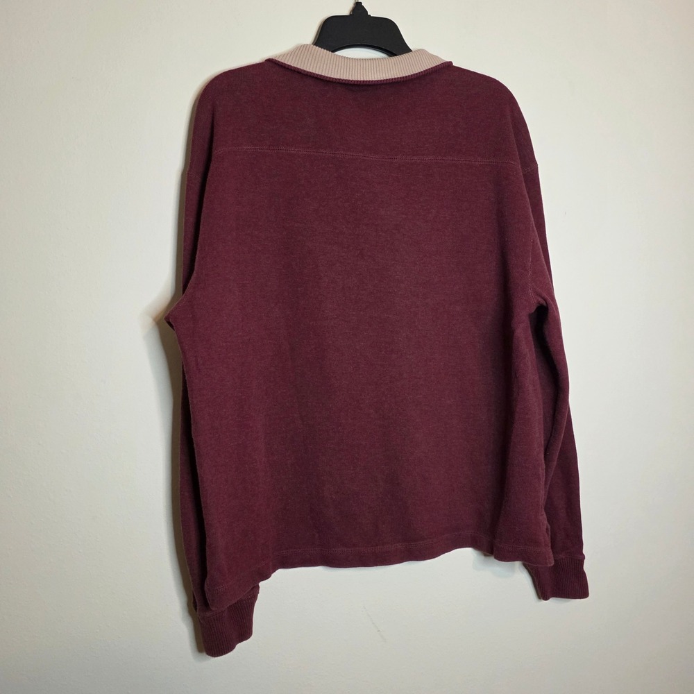 Jos A Bank Mens‎ 1/4 Zip Pullover Burgundy Mock Neck Sweatshirt - Picture 3 of 6